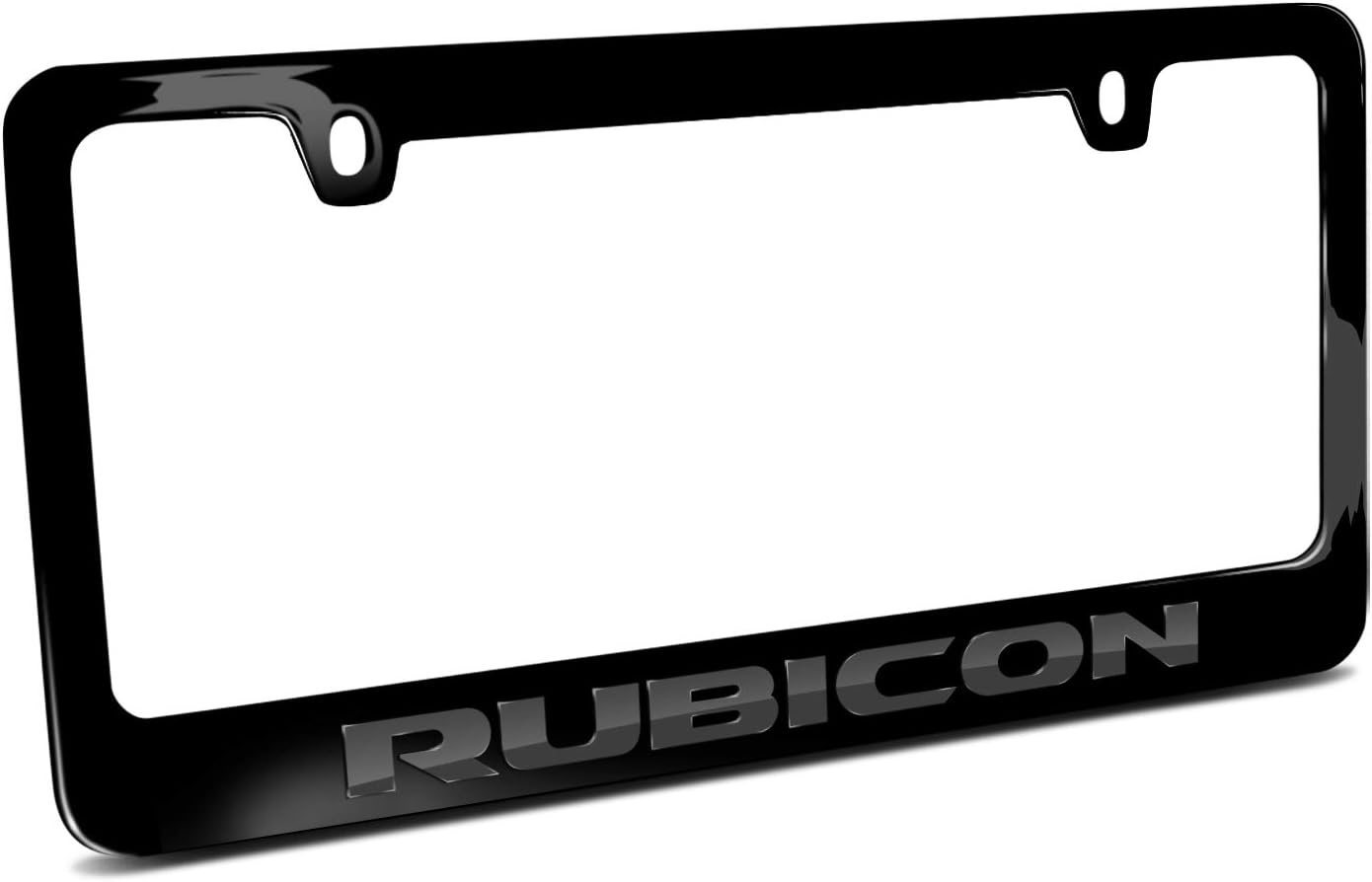 iPick Image Made for Jeep Rubicon in 3D Dark Gray Letters on Black Metal License Plate Frame