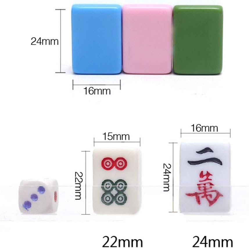 24mm Entertainment Fun Family Board Games Gifts Portable Chinese Mahjong Rare Game Set Retro Mah-Jong + Custom Fit Box (Color : Blue)