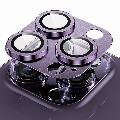 Image of WSKEN for iPhone 14 Pro/iPhone 14 Pro Max Camera Lens Protector, Matte [Shatterproof Test] 9H Tempered Glass Camera Screen Protector Scratch Resistant Metal Ring Cover Accessories Blue Titanium