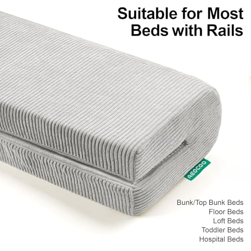 Image of AEOCOO Bed Bumpers for Toddlers, Size 2.3 Ft, Toddler Bed Rail Bumper Protector for Loft Beds & Bunk Beds, Bed Rail Height Extender Bed Guardrail, Anti-Bump | Fall Prevention, Gray