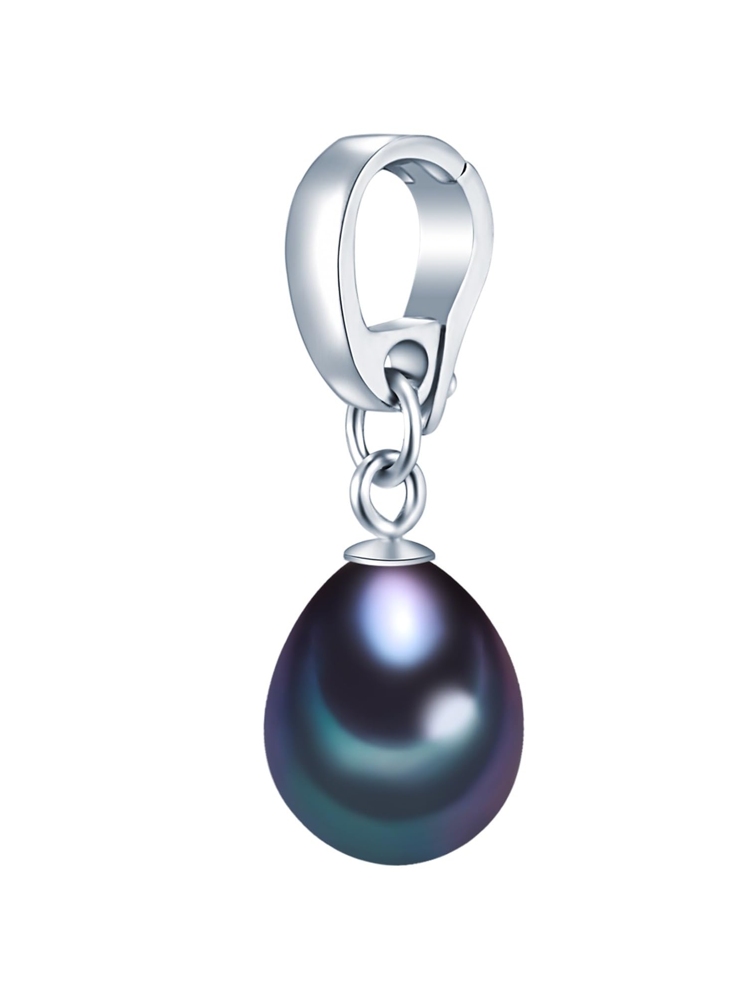 Valero Pearls Damen Perlenanhänger Süßwasser-Zuchtperle 9 mm Tropfenform Pfauenblau 925/- Sterling Silber (ohne Kette) - Echte Perle dunkelblau