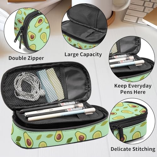 Image of Exotic Tropical Fruits Avocado Pencil Case for Boy Girl Teens, Big Capacity Green Pen Bag with Zipper, Fruit Themed Pencil Pouch, Organizer For Home Desk Office School Cosmetic Makeup Bag