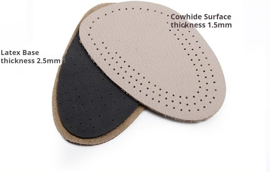 Cowhide Ball of Foot Cushions, Shock Absorption Metatarsal Pads,6 Pairs, Forefoot Inserts for Women High Heels Shoes, Black, Beige
