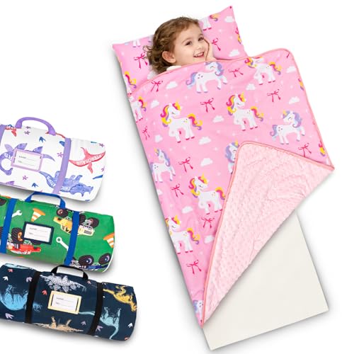 Primlect Toddler Nap Mat with Pillow, Soft Foam Sleeping Bag