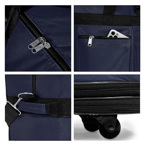40" Duffle Bag Expandable Rolling Lightweight Wheeled Spinner Suitcase Luggage (2 Pack) for Travel and Storage (Navy Blue)4