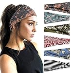 Boho Headbands For Women Fashion Wide Headband Yoga Workout Head Bands Hair Accessories Band 6 Pack