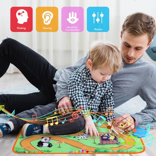 Image of Jetbotell Baby Music Mat Toys for Toddlers 1-3, New Interactive Mode | Animal Touch Play Blanket | 3 Musical Songs | 8 Animal Sounds | Folding and Storage 2-in-1 | Early Educational Toys