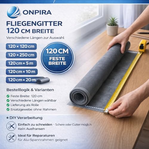 Fliegengitter Fliegenentz aus Fiberglas in Schwarz Insektenschutz, Fensterfliegengitter, Fensterfliegennetz, Insektenschutz Balkon Grösse 120x250cm(120 x 250 cm, schwarz)