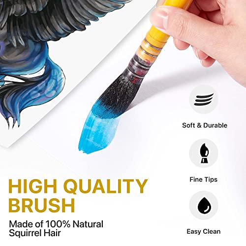 Ooku Professional Quill Brush For Watercolor Painting - Real Squirrel Hair Blend, Short Handle Round Brush For Consistent Flow In Gouache, Watercolor, And Art Painting - Size 6 #TOP1