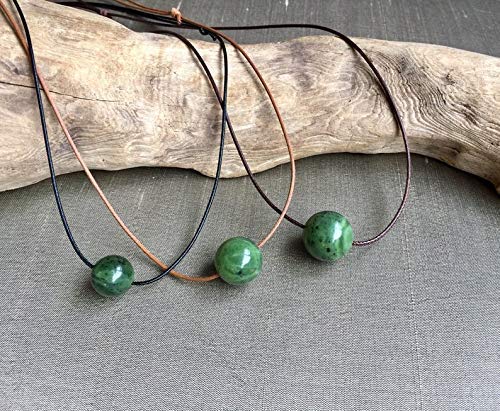Miniatura 2 de Authentic Natural Canadian Jade, Nephrite Jade Bead, Green Jade Choker Necklace, Lucky Jade Necklace, Gemstone Choker