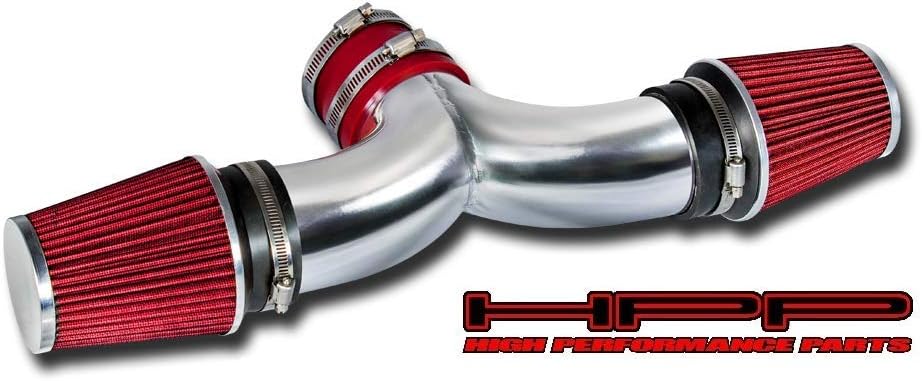 Dual Short Ram Air Intake Kit & Red Filter Combo Compatible for 00 01 02 Dodge Dakota 3.7L 4.7L / 99-04 Grand Cherokee 4.7L Engine