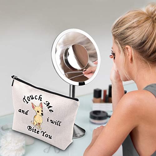 Miniatura 7 de WCGXKO Chihuahua Lover Gift Funny Chihuahua Theme Zipper Pouch For Chihuahua Mom Touch Me And I Will Bite You, Te muerde chihuahua
