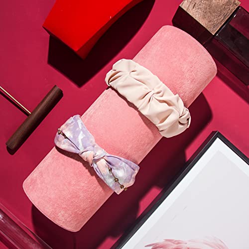 Justsoso Headband Holder Organizer, Soft Velvet Tower Hairband Stand Display, Vertical Hair Hoop Accessories Jewelry Storage For Women Girls (Peach Velvet) #TOP2
