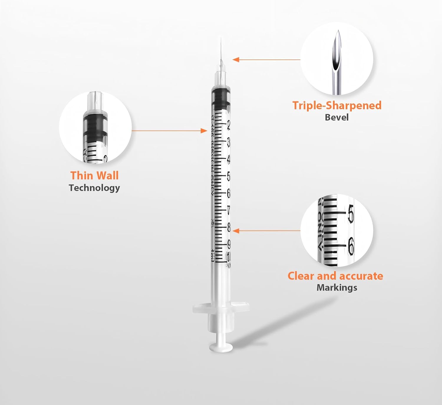 100 Pack U-100 1ml Syringes with Needle, 31G 5/16" 8mm 1cc Syringe, Disposable Individual Package