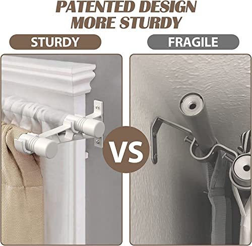 Miniatura 2 de Barras De Cortina Doble, 76-238cm Barra De Cortina Doble Extensible Con Terminales Con Soportes, Barra De Cortina De Acero Inoxidable Decorativa Ajustable Para Sala De Estar Blanco