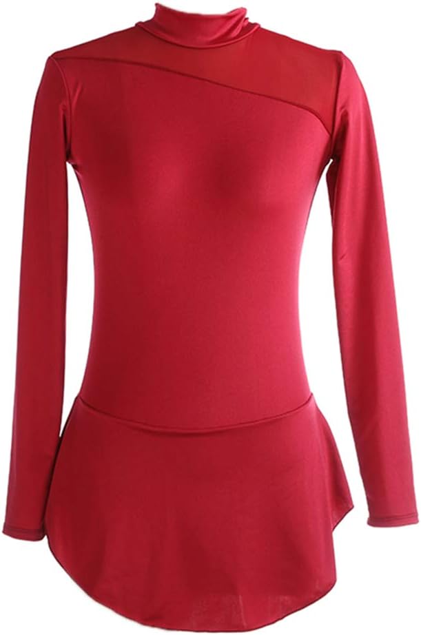 Adult Ladies Turtleneck Figure Ice Skating Dress Girls Backless Leotard Dancewear Costume