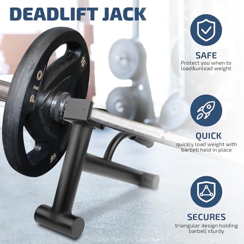 Image of Deadlift Jack Barbell Stand,Barbell Stand for Weight Training Home Gym Easily Unload and Load 600lbs Barbell Plates for Deadlift Exercise