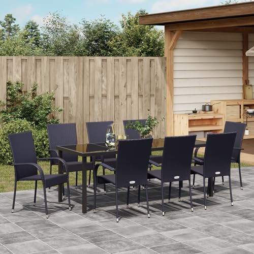 Salon de jardin en polyrotin noir idéal pour aménager votre balcon ou terrasse