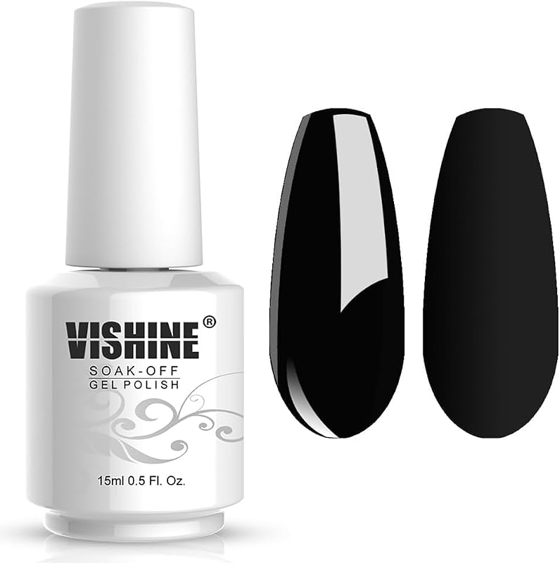 Vishine Gelpolish Professional Manicura Salón UV LED Soak Off Gel Esmalte de uñas Barniz Color Negro (1348)