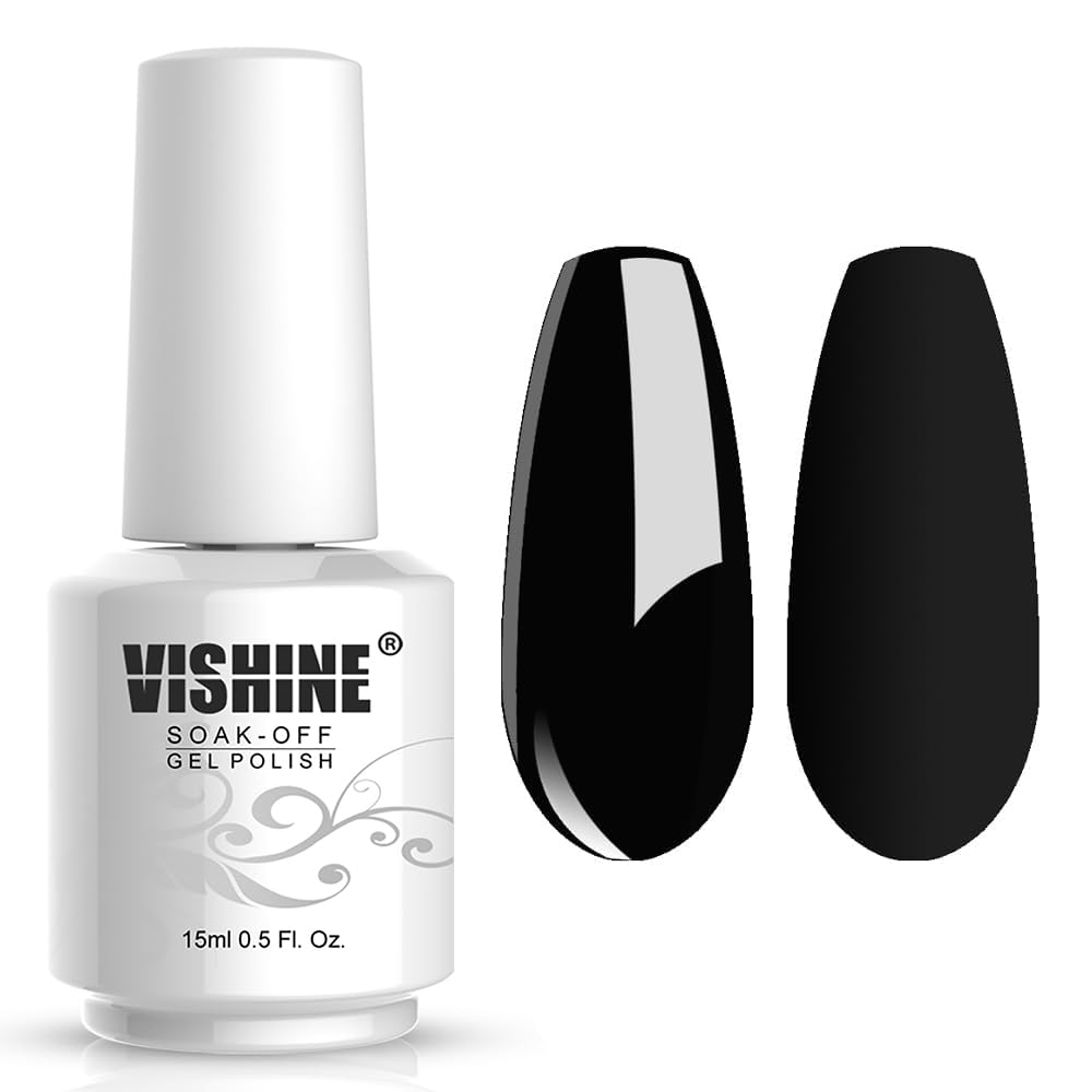 Vishine Gelpolish Professional Manicura Salón UV LED Soak Off Gel Esmalte de uñas Barniz Color Negro (1348)