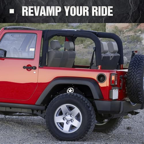 Image of SUORTO Rear Inner Fender Liners Compatible with 2007-2018 Wrangler JK & JKU Unlimited Sport Sahara Rubicon, Bolt-on Style Mud Guards Steel Wheel Cover Fenders Flares (2 /4 Doors) (White Star)