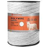 HENGTONG Electric Fence Polywire 3280ft (1000m), 6-Strand Stainless Steel Conductors, Rust & UV Resistant, Portable Electric Fencing, Durable & Reliable Conductivity, White