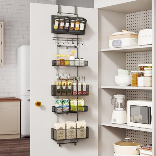 HapiRm Over Door Organizer Hanging - 6 Tier Over The Door Storage with Visual Pockets & Hooks, with 4 Metal Large Capacity Baskets for Bathroom Bedroom Kitchen Pantry Cabinet by HapiRm - Used condition - Image 6