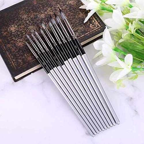 Set di 10 pennelli per Pittura in Nylon con Punta Tonda e Manico Lungo