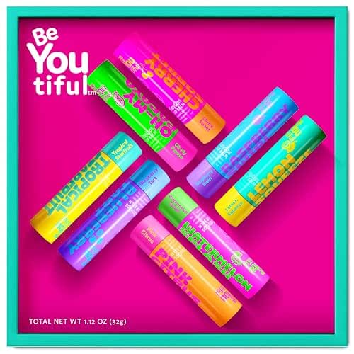 BeYoutiful Skincare Natural Lip Balm Set of 8 for Teens,