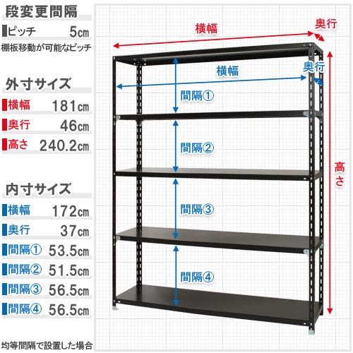 Amazon.co.jp: スチールラックのキタジマ NC-1800-24 幅180×奥行45×高