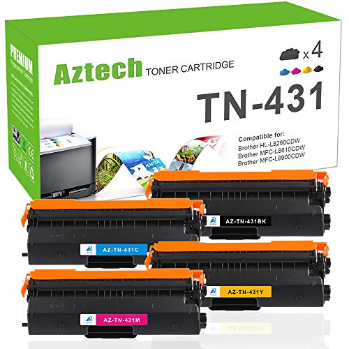 Aztech Compatible Toner Cartridge Replacement for Brother TN431 TN-431 HL-L8360CDW MFC-L8900CDW MFCL8900CDW HL-L8360CDWT MFC-L8610CDW HL-L8260CDW (Black Cyan Yellow Magenta, 4-Pack)