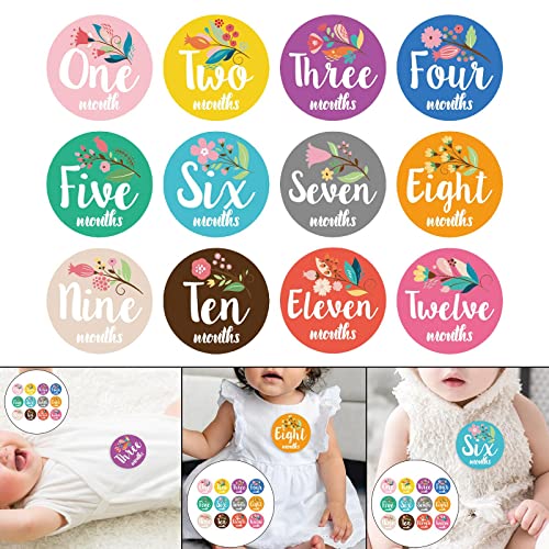 segolike 12 peças adesivos mensais do bebê adesivos florais do mês do bebê 1-12 meses adereços para