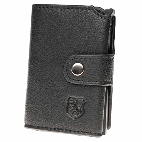 hodalump Kreditkartenetui mit RFID-Schutz aus Echt-Leder • Kompaktes Kreditkartenhalter für Damen und Herren • Geldbörse mit Kartenhüllen • Schwarz