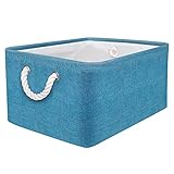 Gladpaws Storage Basket Bins, Large Fabric Baskets for Organizing with Handles for Gifts Empty, Decorative Basket for Laundry, Nursery, Dog Toy, Clothes Closet Shelves(Blue, 16.1X12.2X7.9inch)