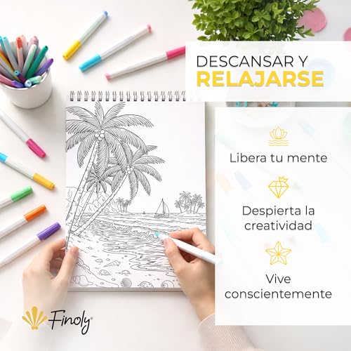 Miniatura 4 de Finoly Libro Mandalas Adultos Paisajes A4 Reduce El Estres Libros De Colorear Para Adulto Principiantes Y Avanzados Mindfulness