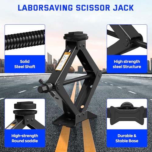 Image of Car Jack Kit for BMW & MINI, 2.5 Ton Scissor Jack for BMW Vehicle with 2PCS Jack Pad, Portable Tire Changing Kit Compatible with B-M-W 1-3-5-7 Series, X-Series