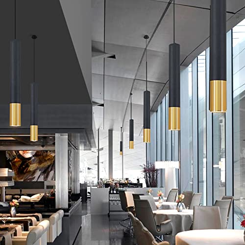 Chandelier noir LED suspension cuisine moderne luminaire tube tube - 4
