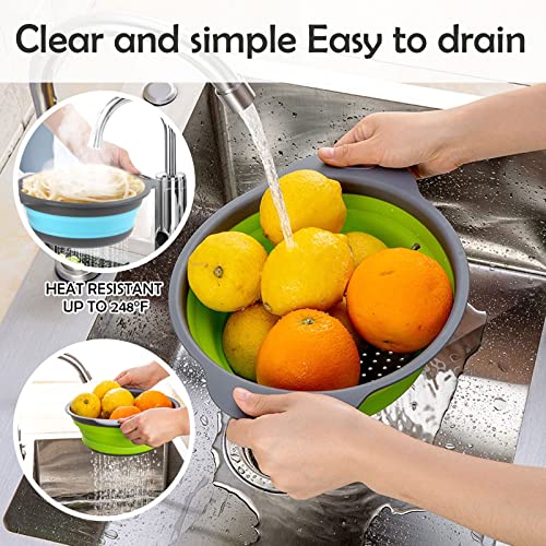 Collapsible Colander - Set Of 3 Round Silicone Kitchen Strainer Set Food Colander Vegetables Fruit Washing Basket Drain Tool Draining Pasta, Spaghetti, Fruits And Vegetables #TOP2