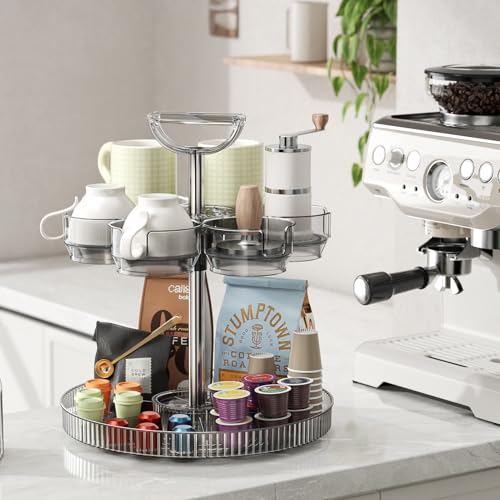 Rotating Stanley Cup Holder, Portable Water Bottle Organizer for 6 Stanley 40 oz & Mug, Adjustable Lazy Susan Organizer for Table Top Cabinet Home Countertop Pantry Shelf Tumbler Lid Organizer