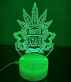 Marijuana Leaf 3D LED Table Lamp Cannabis Weed Night Light Optical Visual Illusion Home Decor Lighting