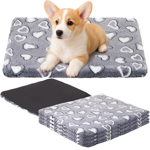 VitalCozy 3 Pcs Dog Crate Pad Reversible Kennel Mat Cool & Warm Sleeping Mat Cats Bed Machine Washable18x24 Inch Cozy Heart Pattern Sleeping Pad All-Season Pet Bed for Small Dogs and Cat Carrier