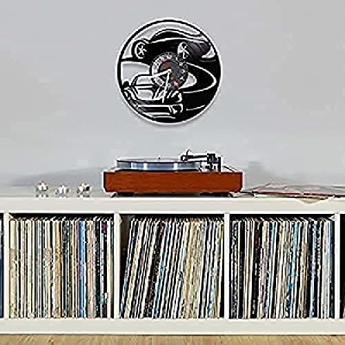 Horloge murale vinyle sport auto de course noire pour garage