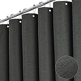 BTTN Charcoal Grey Shower Curtain - Linen Textured Heavy Duty Thick Waterproof Cloth Shower Curtain Set with 12 Plastic Hooks, Hotel Luxury Decorative Fabric Shower Curtain for Bathroom, 72x72, Gray