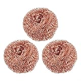 Emiif 3 Pack Copper Wire Cleaning Ball Set Industrial Nozzle Scrubber Kitchen Scourer
