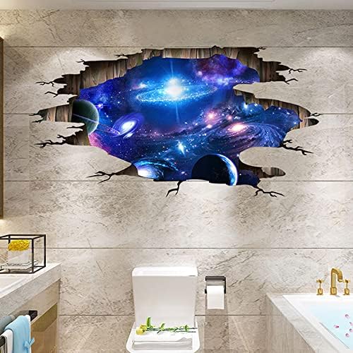 Miniatura 2 de Calcomanías de pared de galaxia azul y morado, adhesivo extraíble, The Art Magic 3D Milky Way Dreamscape Decoración del hogar (4 hojas)