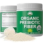 Organic Prebiotic Fiber 3-in-1 Vegan Powder for Gut Health. USDA Organic Raw Whole Food Plant Based Prebiotics Digestive Supplement with Organic Inulin (Jerusalem Artichoke), Acacia Fibers, SunFiber