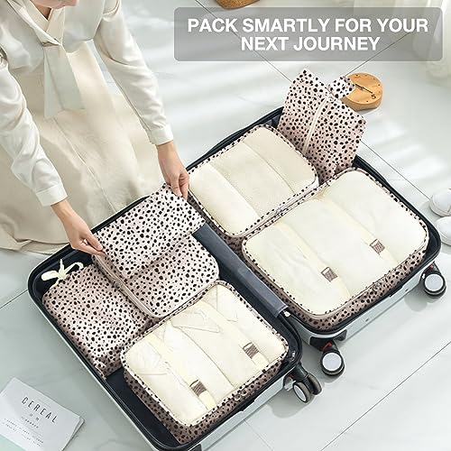8 Set Packing Cubes for Suitcases, Packing Cube with Shoe, Cosmetics, Clothing, and Accessories Bags Packing Cubes for Travel Luggage Organizer(Leopard) - Image 6
