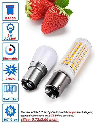 Ziomitus Ba15D Led Bulbs 120V Dimmable 6W,Double Contact Dc Bayonet Base,2700K Soft Warm White,40W 50W 60W T3/T4 Halogen Equivalent,Dimmable Ba15D Led For Sewing Machine Pendants Ceil Wall Light,5Pack #TOP2