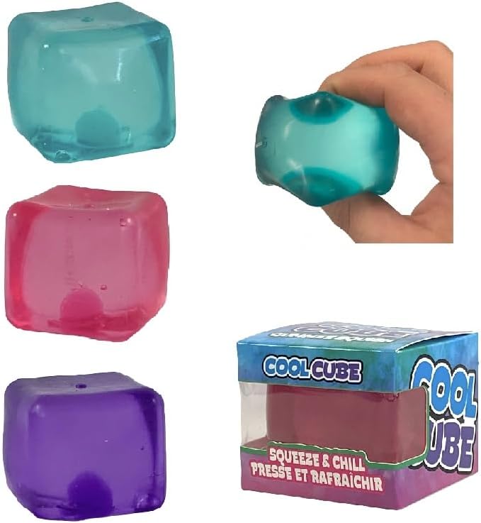 Cool Cube Sugar Ball Stress Balls - Colorful Ice Cube Squishy Toys - 1 Pack - Assorted Colors (Blue, Pink or Purple)