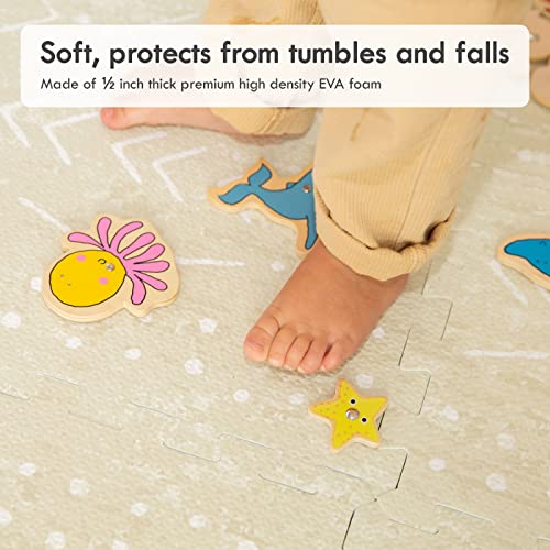 Lillefolk Baby Foam Play Mat - Baby Play Mat Floor Tiles For Kids Puzzle Piece Floor Mat - Foam Baby Mat For Floor Play Mats - Babies & Toddlers Non Toxic Play Mat For Baby Tummy Time Mat 6X4Ft Beige #TOP2